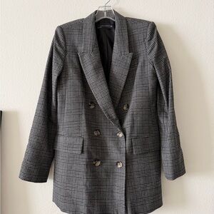 Zara Woman Black and Gray Plaid Blazer